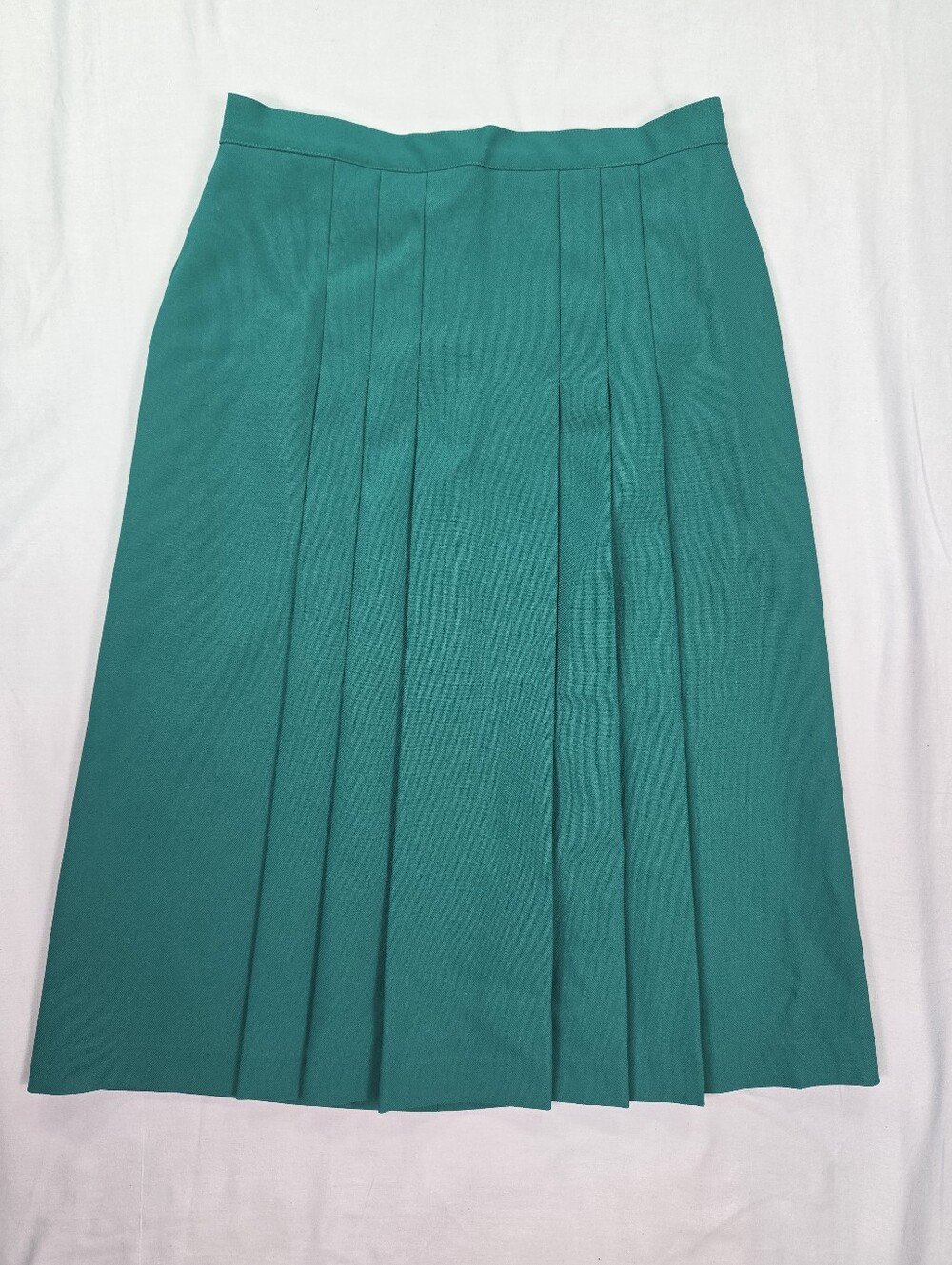 Vintage 80s Pykettes Emerald Green Pleated Midi Skirt Made in USA Size 16